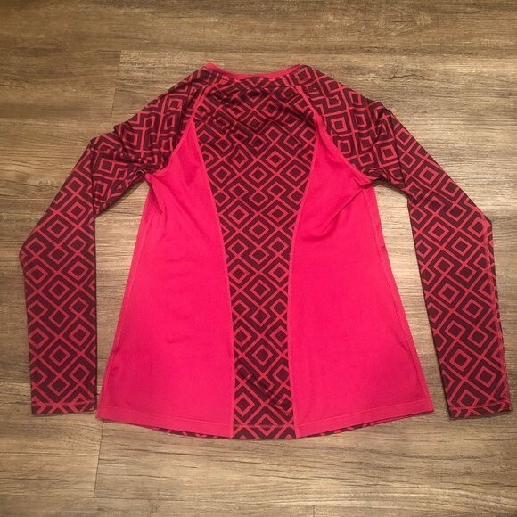 Lands' End Long Sleeve Athletic Shirt Colorblock Geometric XS Extra Small Pink - Picture 2 of 7
